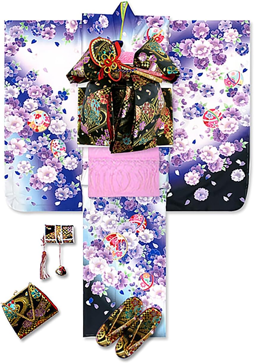 京都室町st．] 七五三 7歳 女の子 着物 セット 金駒刺繍 幻想的な柄