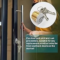 Vista 7 de 2 cerraduras de cilindro de puerta de mortaja de latón, 1 pulgada de longitud estándar con llave con 2 llaves SC1 diferentes, cilindro de mortaja