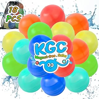 18 PCS Reusable Water Balloons - No Magnets, Self Sealing Silicone Water Bomb with Mesh Bag, Quick Fill Water Splash Ball for Outdoor Activities, Summer Toys Swimming Pool Toys Party Gift for Kids