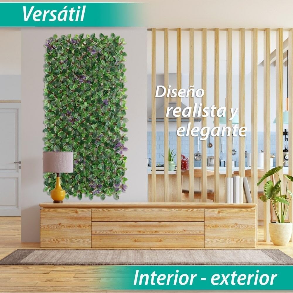 LOLAhome Celosía Extensible con seto Artificial Premium Hiedra de 2x1 m | Realista y Natural, Alta Ocultación, Tratamiento UV, No inflamable, Transpirable | para Jardín, Balcón, Terraza o Piscina