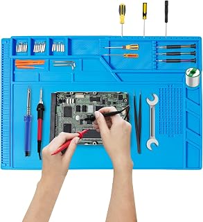 Large Silicone Soldering Mat, 21.6'' X 13.8'' Electronic Repair Work Mat, 932°F Heat Resistant Solder Pad, Magnetic Mat for Electronic Repair, Ideal for Soldering,Phone,Laptop,Tablet,Watch Repair