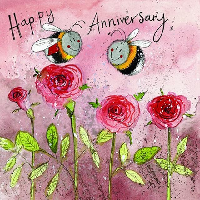 ALEX CLARK Happy Anniversary Bees and Roses Card