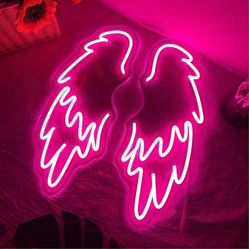 Miniatura 9 de Letrero de neón con alas de ángel enormes para decoración de pared, alas de ángel, luces de neón para fiestas familiares, bonitos letreros de neón,