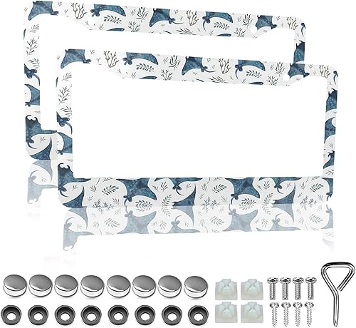 Miniatura 12 de Marcos de matrícula retro de rayas - 2 paquetes de soporte de matrícula divertidos y personalizados de acero inoxidable para piezas decorativas de