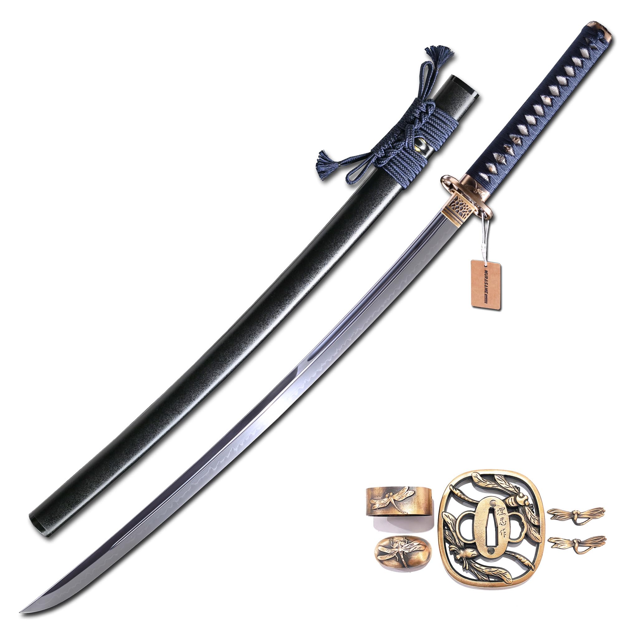 MURASAME Katana Sword 41" T10 Steel Clay Tempered Razor Sharp Blade Full Tang Handmade