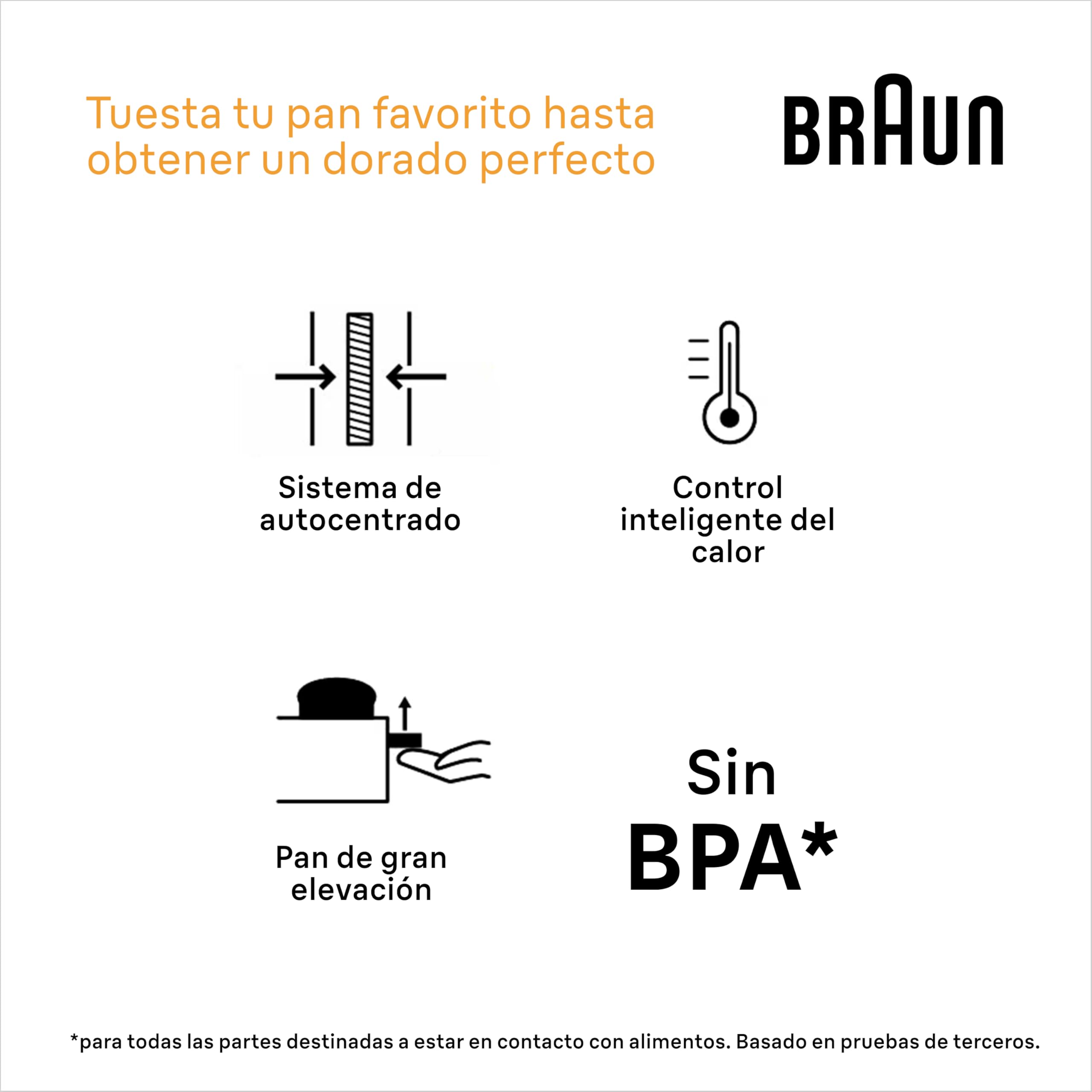 Braun Breakfast 1 HT1110WH, Tostadora con Ranura Extra Larga con 8 Niveles de Tostado, Funciones para Recalentar y Descongelar, Bandeja para Migas, Ranura de 25 cm, Potencia 1030W, Color Blanco