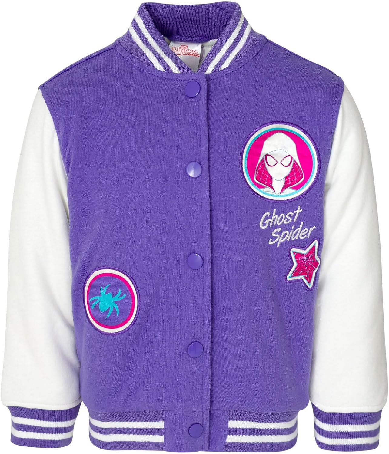 Marvel Spider-Man Spider-Gwen Girls Varsity Bomber Jacket Toddler to Big Kid