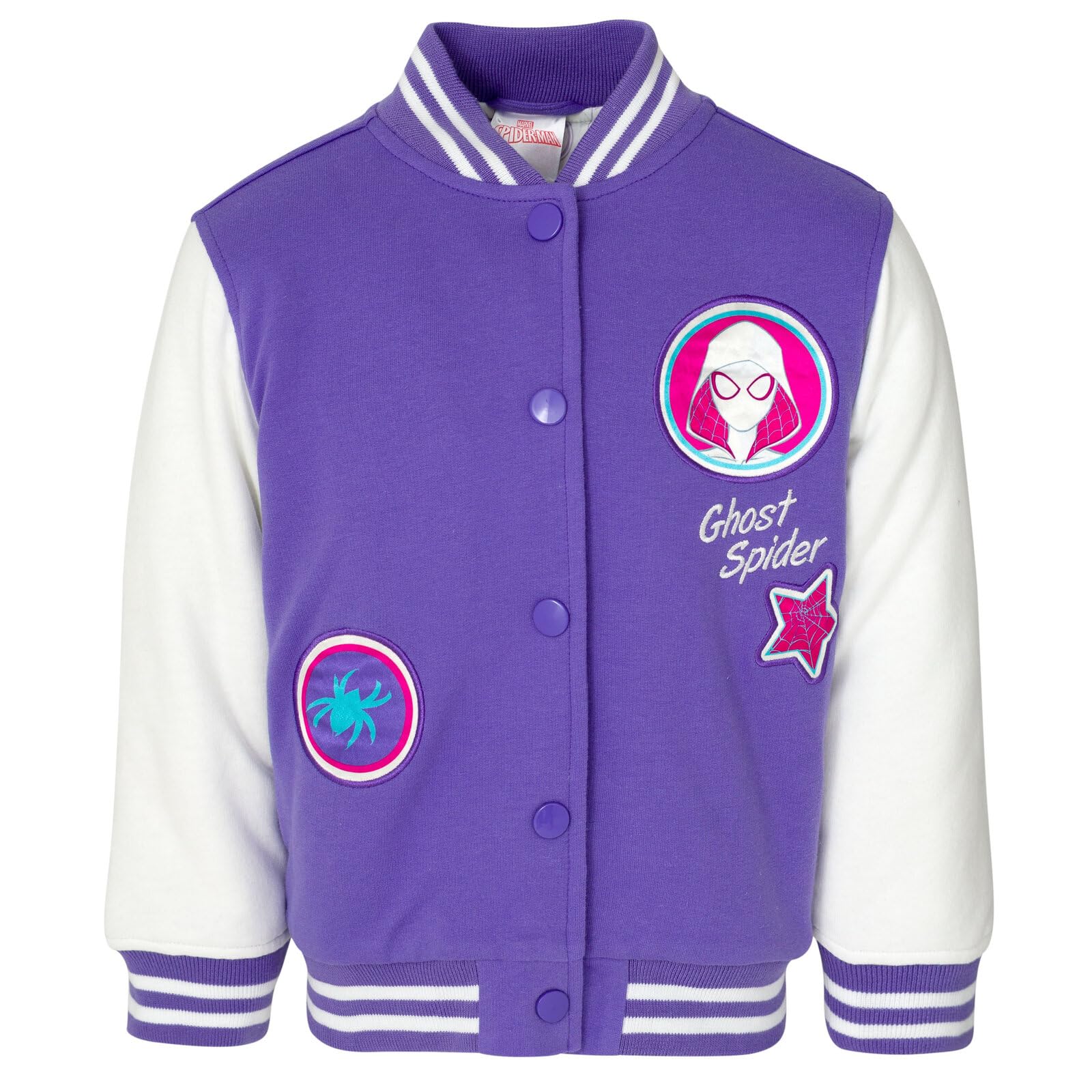 Marvel Kurtka Bomber Dziewczynki Marvel Spider-Man Spider-Gwen Girls Varsity Bomber Jacket Toddler to Big Kid