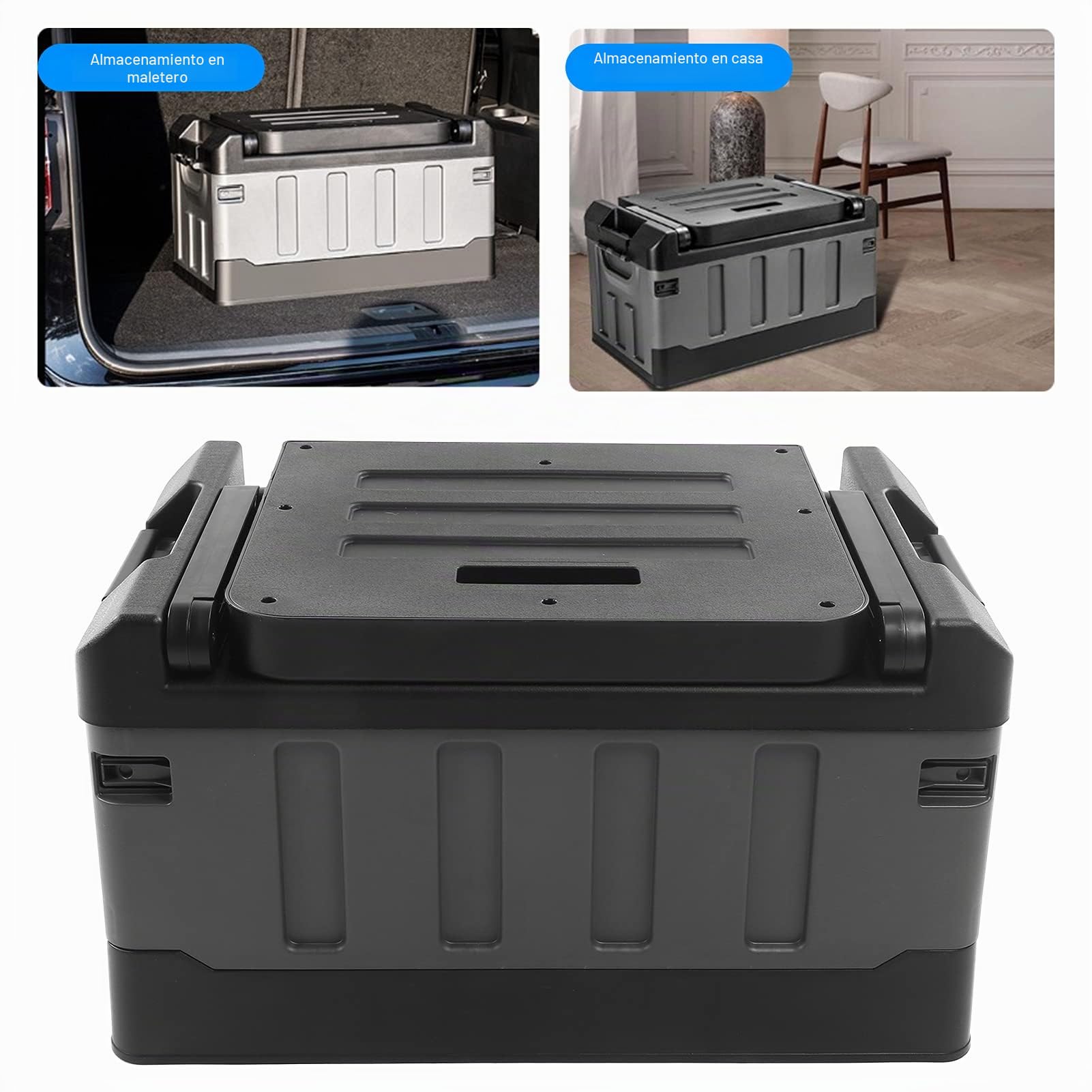 Caja de almacenamiento plegable para coche, 70 L, 2 en 1, con función de asiento, plegable, resistente al agua y resistente, ahorra espacio