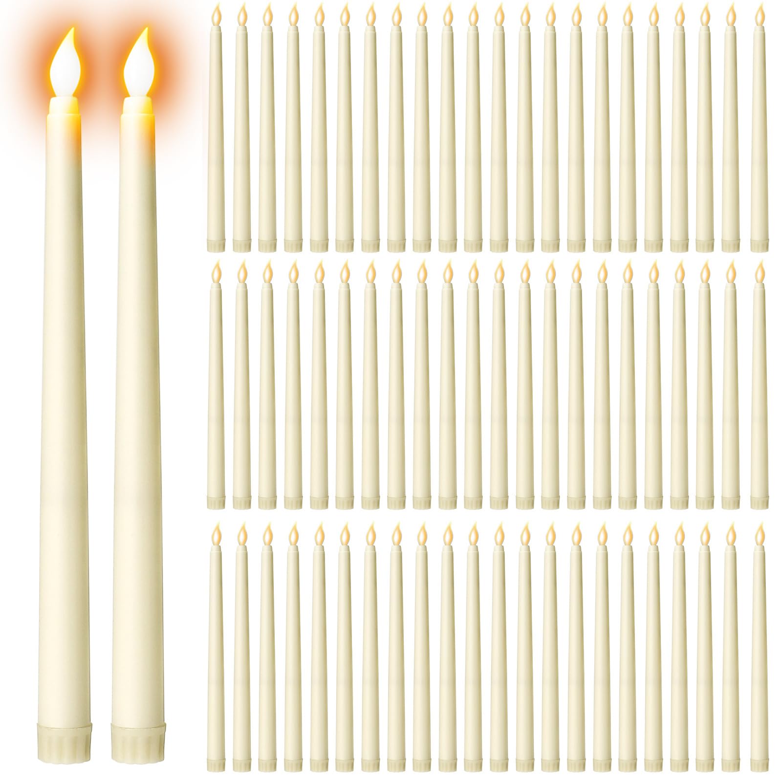 Fresum Flameless Taper Candles, 100Pcs LED Taper Candles Flickering