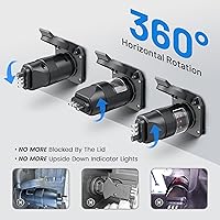 Vista 3 de MECMO Probador de enchufe de remolque lateral de vehículo giratorio de 360°, hoja de 7 vías y probador de circuito de cable de luz de remolque