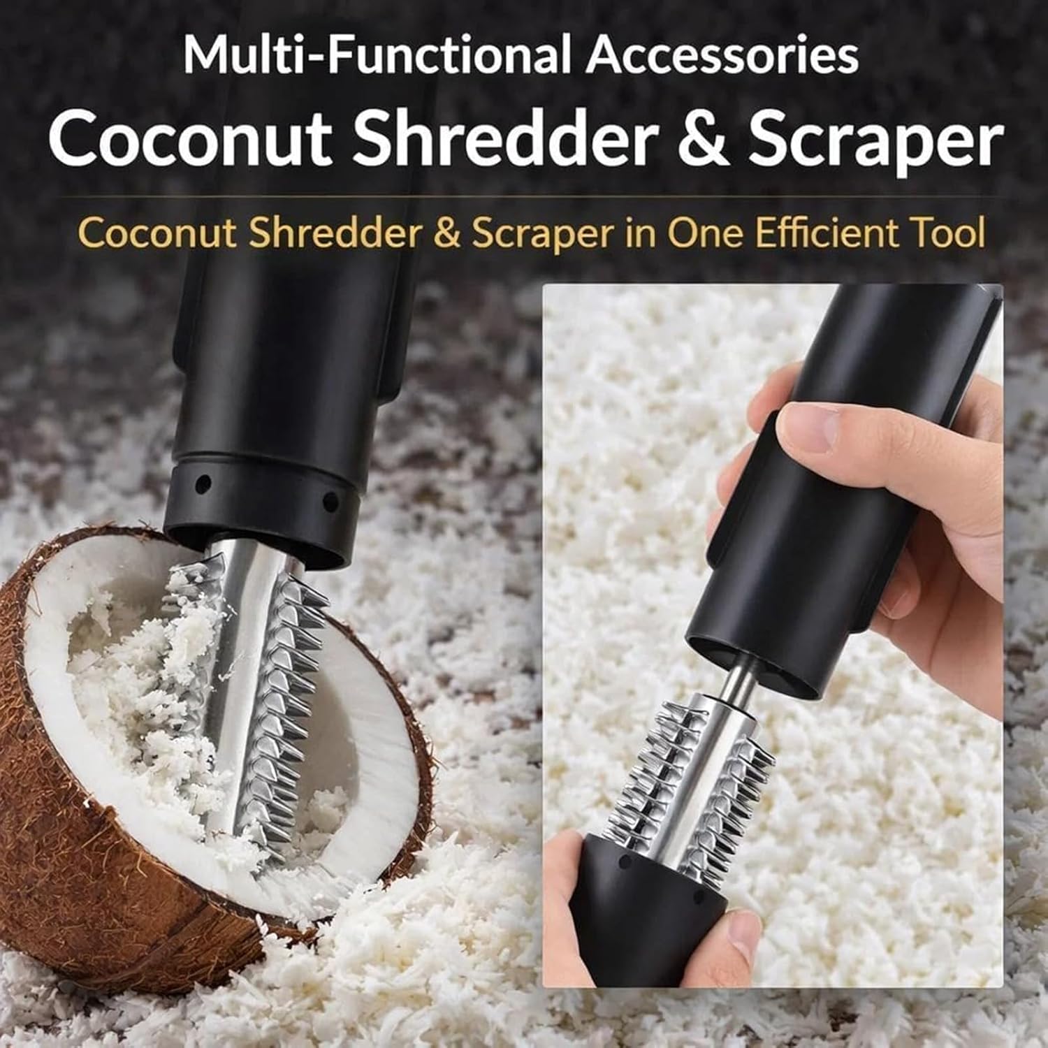 Electric Coconut Grater Machine Wireless Electric Coconut Scraper Electric Roller Peeler Shredder Multi-Purpose Electric Grater For Effortless Coconut Prep And Fish Scales (Grey)