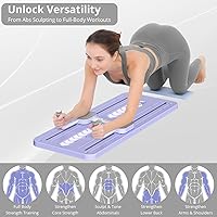 Vista 3 de JANUA Pilates Board - Pilates Reformer Set, Multi-Purpose Foldable Pilates Reformer Board for Home, 5 in 1 Pilates Sliding Board Púrpura