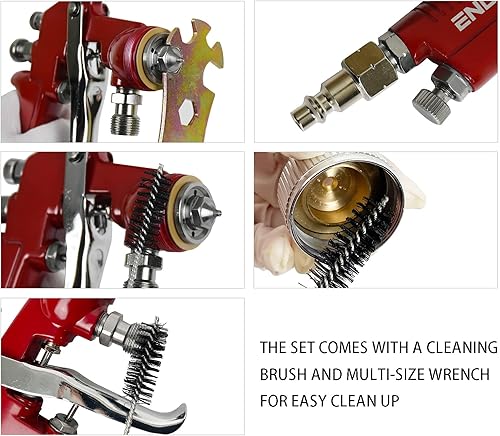 Miniatura 4 de ENDOZER Pistola pulverizadora profesional de alimentación por sifón para pintura, mango rojo, 34 oz - boquilla de 1.8mm para una variedad de