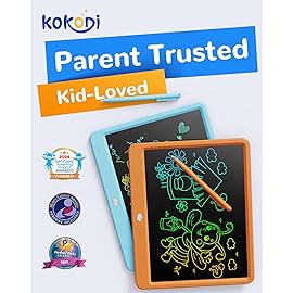 KOKODI LCD Writing Tablet, 12 Inch Colorful Toddler Doodle Board Drawing Tablet, Erasable Reusable Electronic Drawing Pads, Educational and Learning Toy for 3-6 Years Old Boy and Girls(Orange)