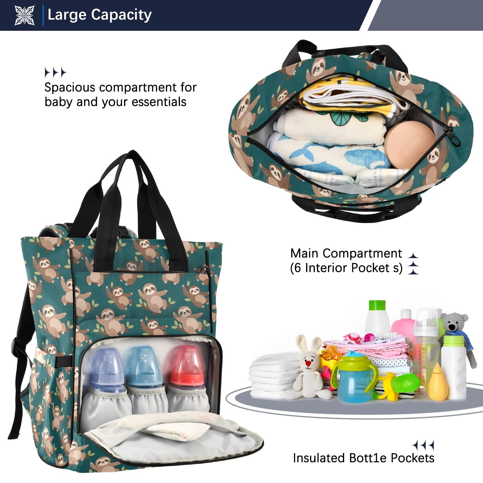 Mnsruu Solth Pattern Baby Diaper Bag Zaino Grande Borsa Impermeabile Viaggio Pannolino Borse per Mamme e Papà