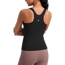 CRZ YOGA Butterluxe Workout Tank Tops for Women - Racerback Padded High Neck Yoga Athletic Shirt with Built in Bra