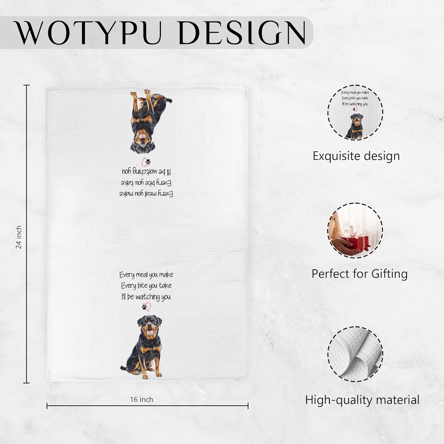 Funny Rottweiler Gift Kitchen Towels, Rottweiler Gifts, Gifts for Dog Lovers Dish Tea Towel, Every Meal You Make Every Bite You Take Decorative Hand Towels for Kitchen Decor, 16x24 Inch - Image 6