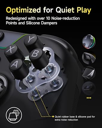 EasySMX X05Pro Wireless Gaming Controller for PC, Switch& Phone Ultra-Quiet Buttons, Hall Effect Joysticks, 2-Stage Triggers, 1000Hz Polling Rate, Programmable, Ergonomic Grips with 1000mAh Battery