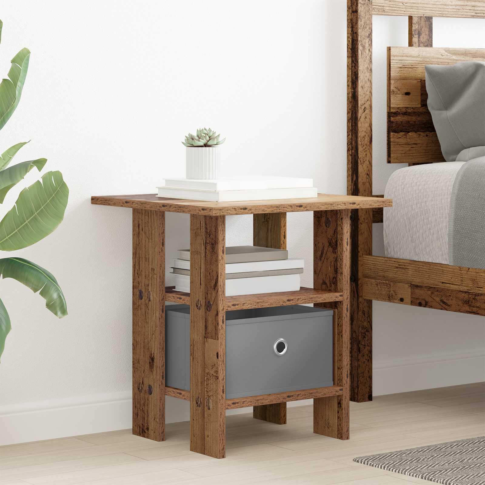 Table de Chevet Bois Ancien 41 x 40 x 45 cm meuble de rangement bureau et salon
