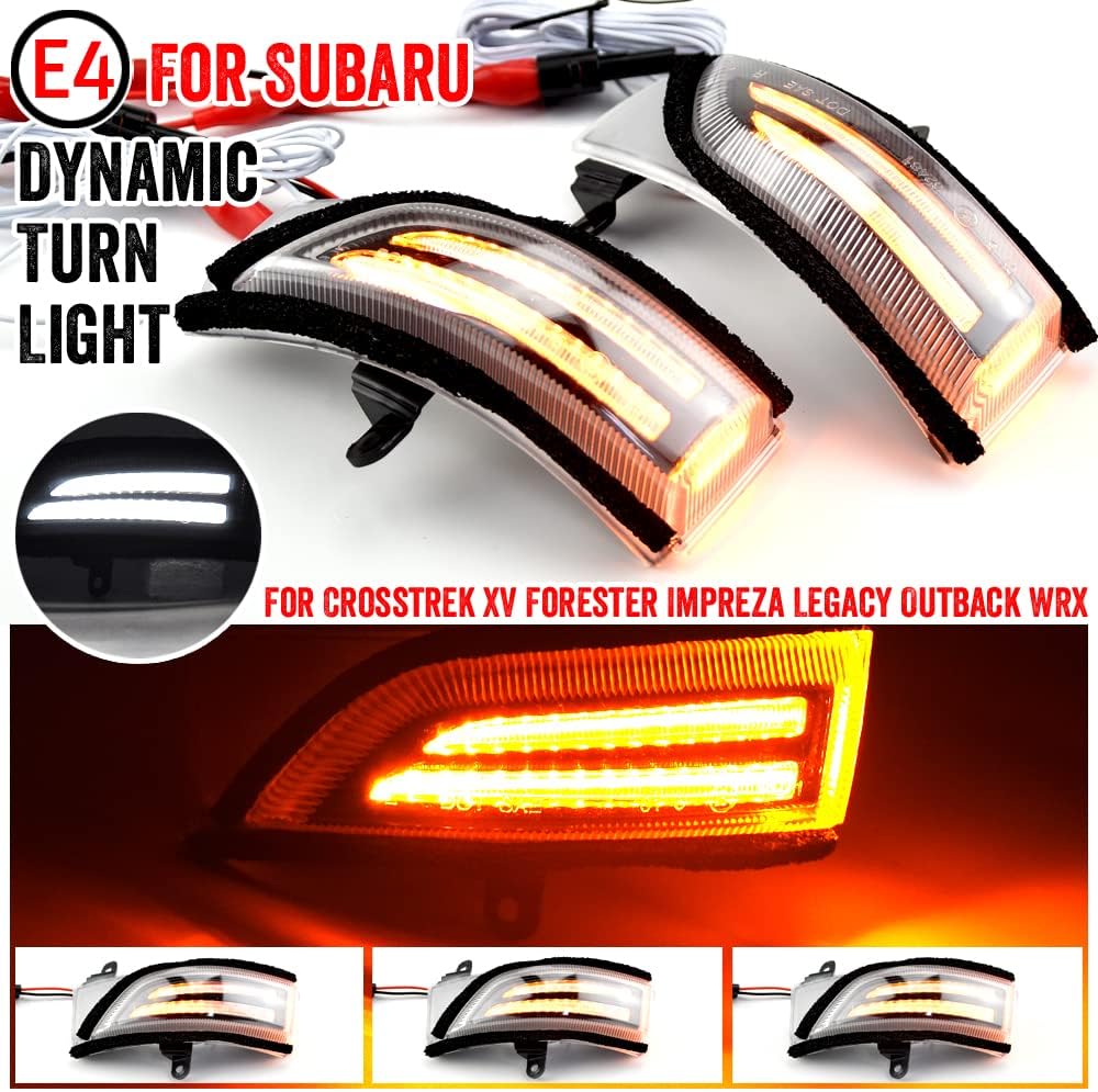 2pcs Dynamic Turn Signal LED Side Wing Mirror Indicator Blinker Sequential Light Compatible with S-ubaru WRX STI F-orester O-utback I-mpreza L-egacy C-rosstrek（XV）-Crystal white