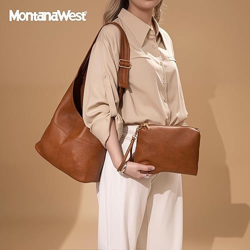 Vista 2 de Montana West - Bolso para mujer tipo hobo, ultra suave, plegable, con monedero