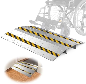 Metal Bridge Sliding Door Threshold ramp for Wheelchairs, 27.6" W*18.9" L