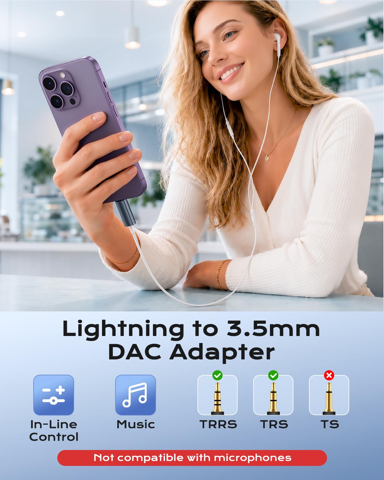 MoKo Adattatore Audio da Lightning a 3,5 mm (Solo Riproduzione Musicale)