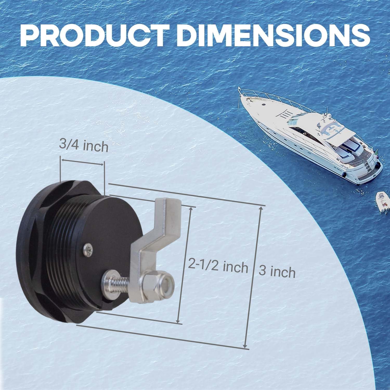 Upgrade Version 2-1/2 Inch T Handle Boat Latch Nylon Boat Hatch Latches with Stainless Steels Offset Cam Bar and Handle,Black Cam Latch for Boat Deck Hardware (Non Locking)