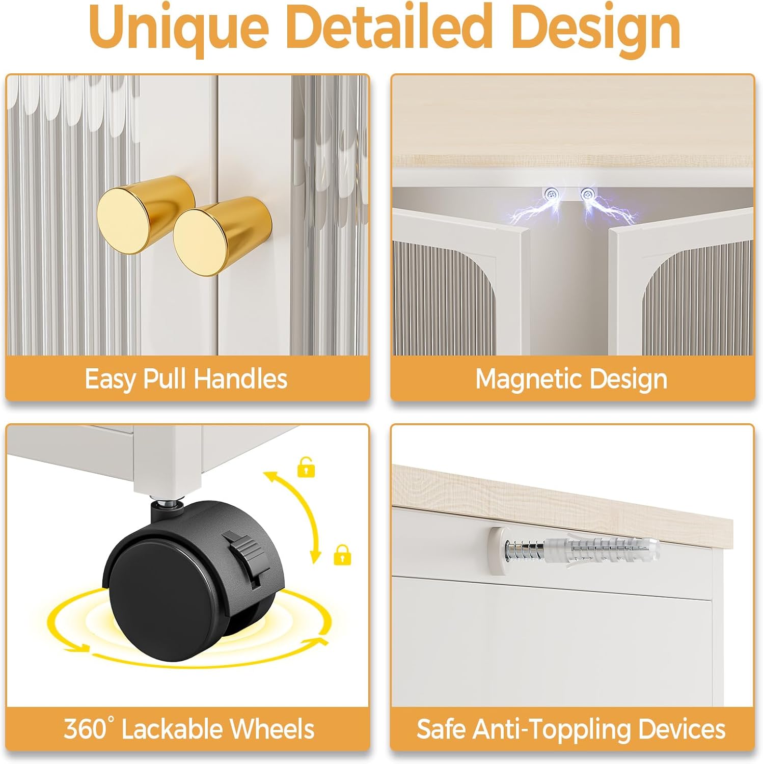 Metal Storage Cabinet Organizer,Kitchen Storage Cabinets With Doors and Shelves,Small Tall Narrow Cabinet with Acrylic Doors & Wheels, Slim Office Cabinets Shelf,NO SCREW NO TOOL ASSEMBLY,White