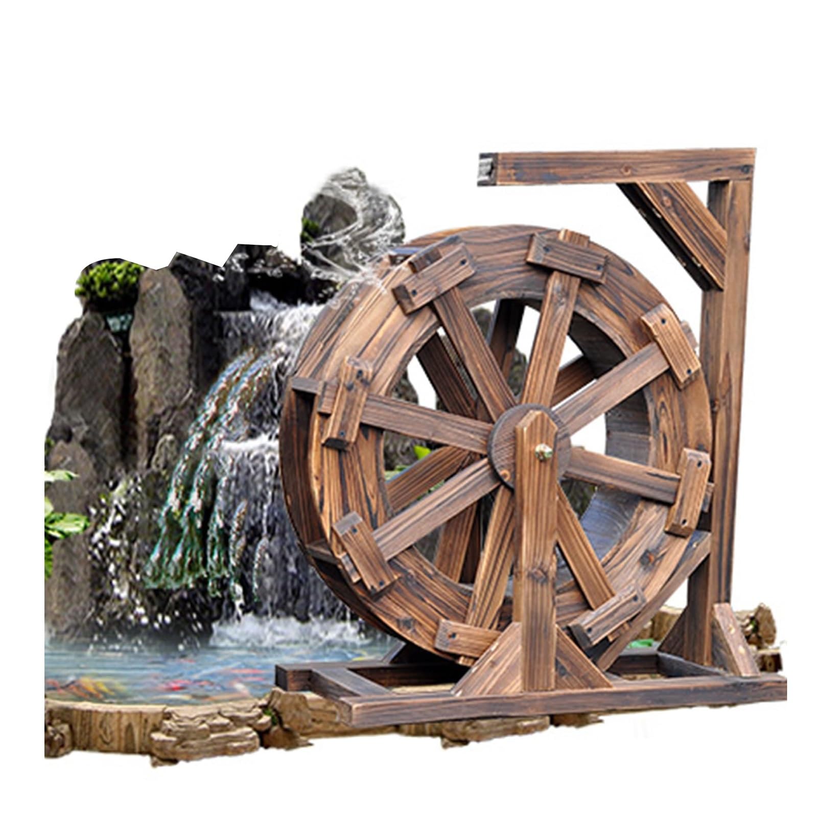 Fuente De Rueda De Agua De Madera For Jardín Al Aire Libre con Soporte, Fuente Decorativa, Cascada, Rueda De Feng Shui, Adecuada For Terraza, Estanque, Piscina (Size : 50cm(19.7inch))