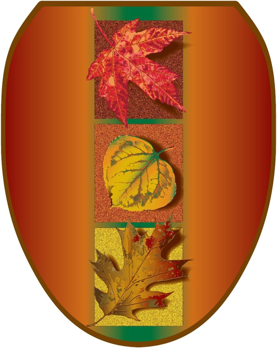 Toilet Tattoos, Toilet Seat Cover Decal, Autumn Leaves, Size Elongated