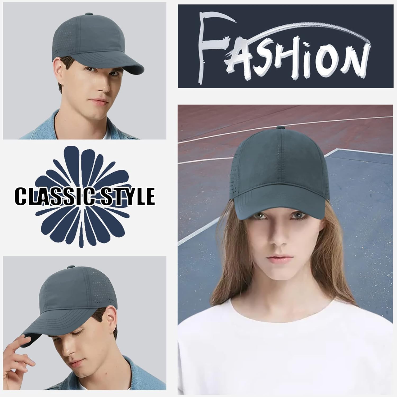 Enwokran Men Quick Dry Sport Baseball Cap, Athletic Fitted Cap Mesh Adjustable Plain Hat Running Trucker Hat for Women - Image 5