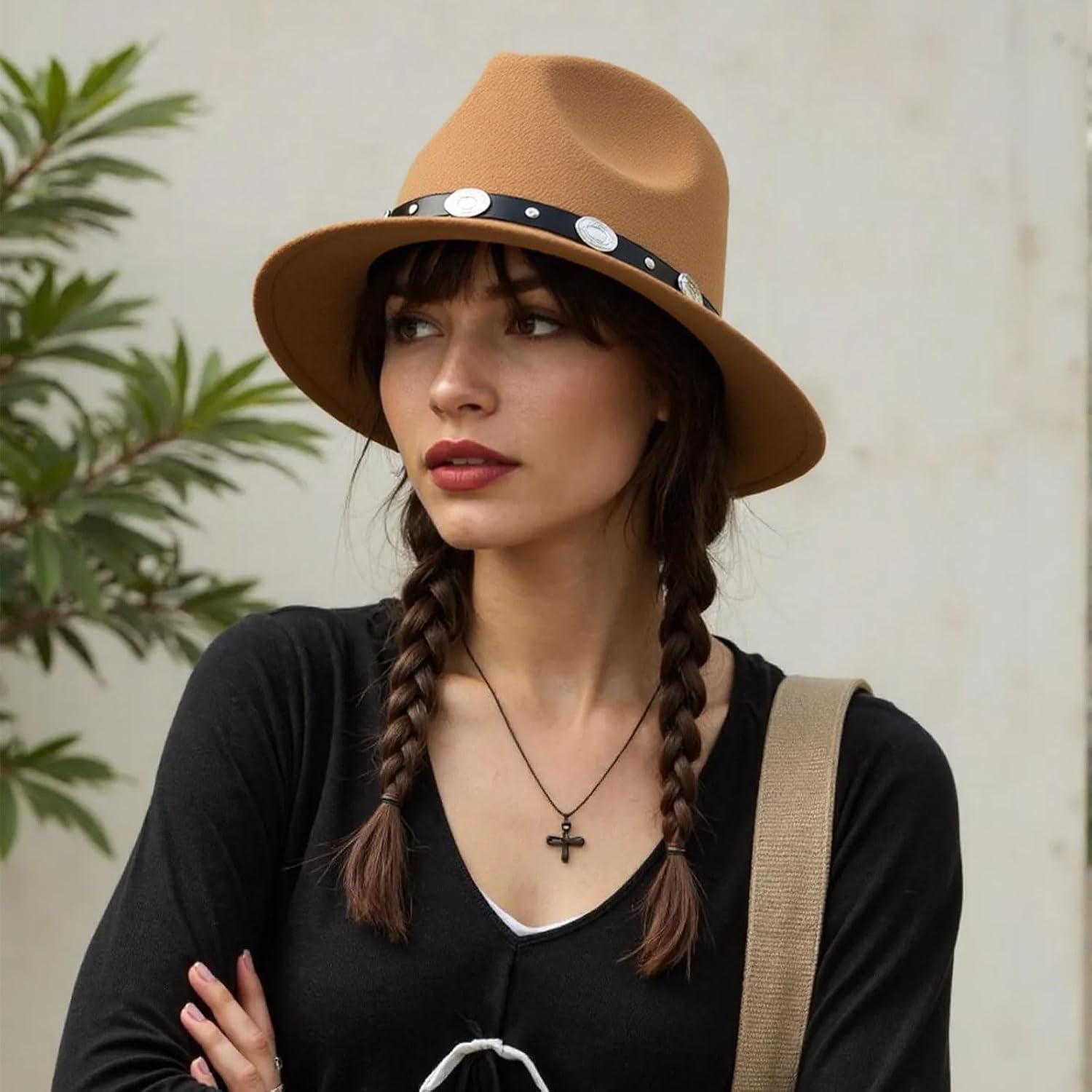 European Wool Rolled Design Unisex Sun Hat for Outdoor Travel Music Festival Stylish