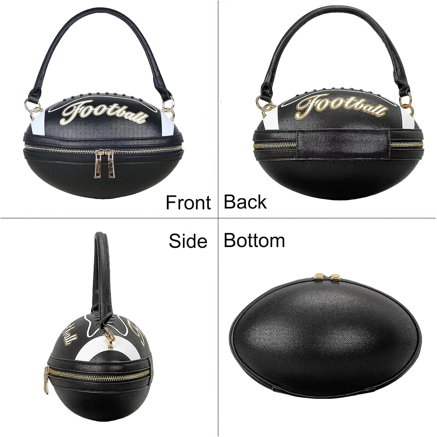 Women Unique Novelty Football Purse, Ball Shaped Handbag Crossbody Shoulder Bag image 4