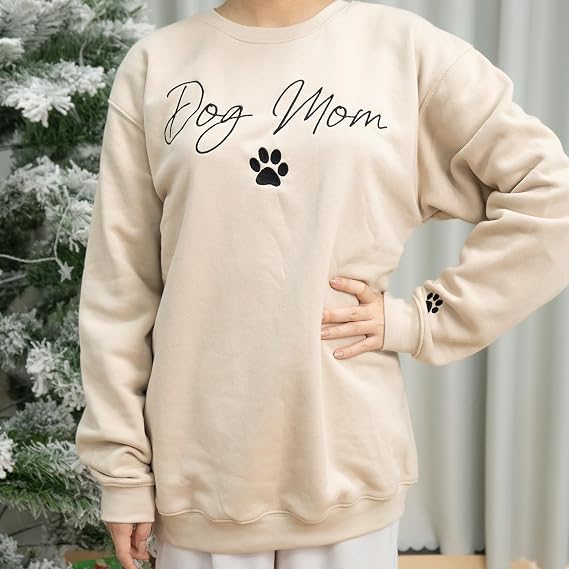 . Embroidered Dog Mom Sweatshirt