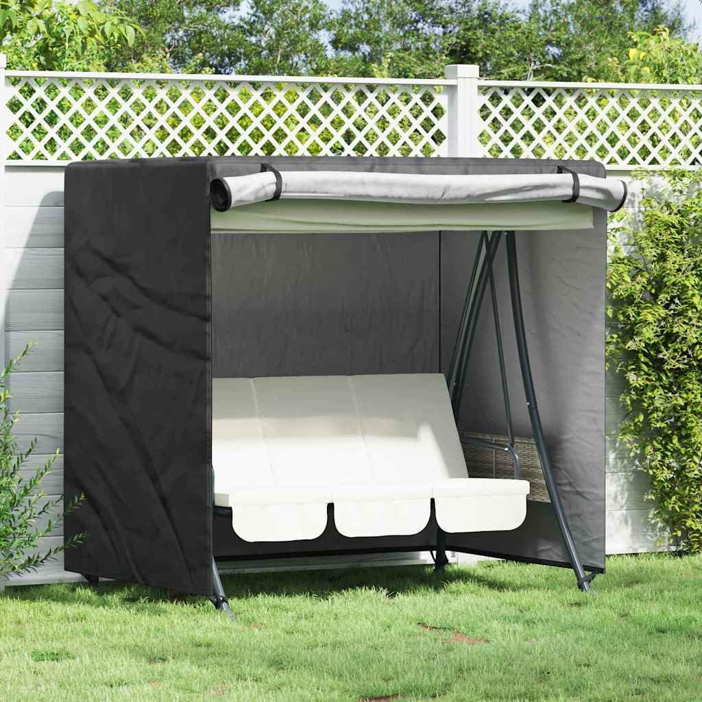 vidaXL Hollywoodschaukel-Abdeckung Schwarz 175 x 125 x 180 cm, Garten und Terrasse, robuster UV-schutz, wasserdichte Abdeckung, Outdoor-Schaukel-Schutz, umweltfreundlicher Möbel-Schutz