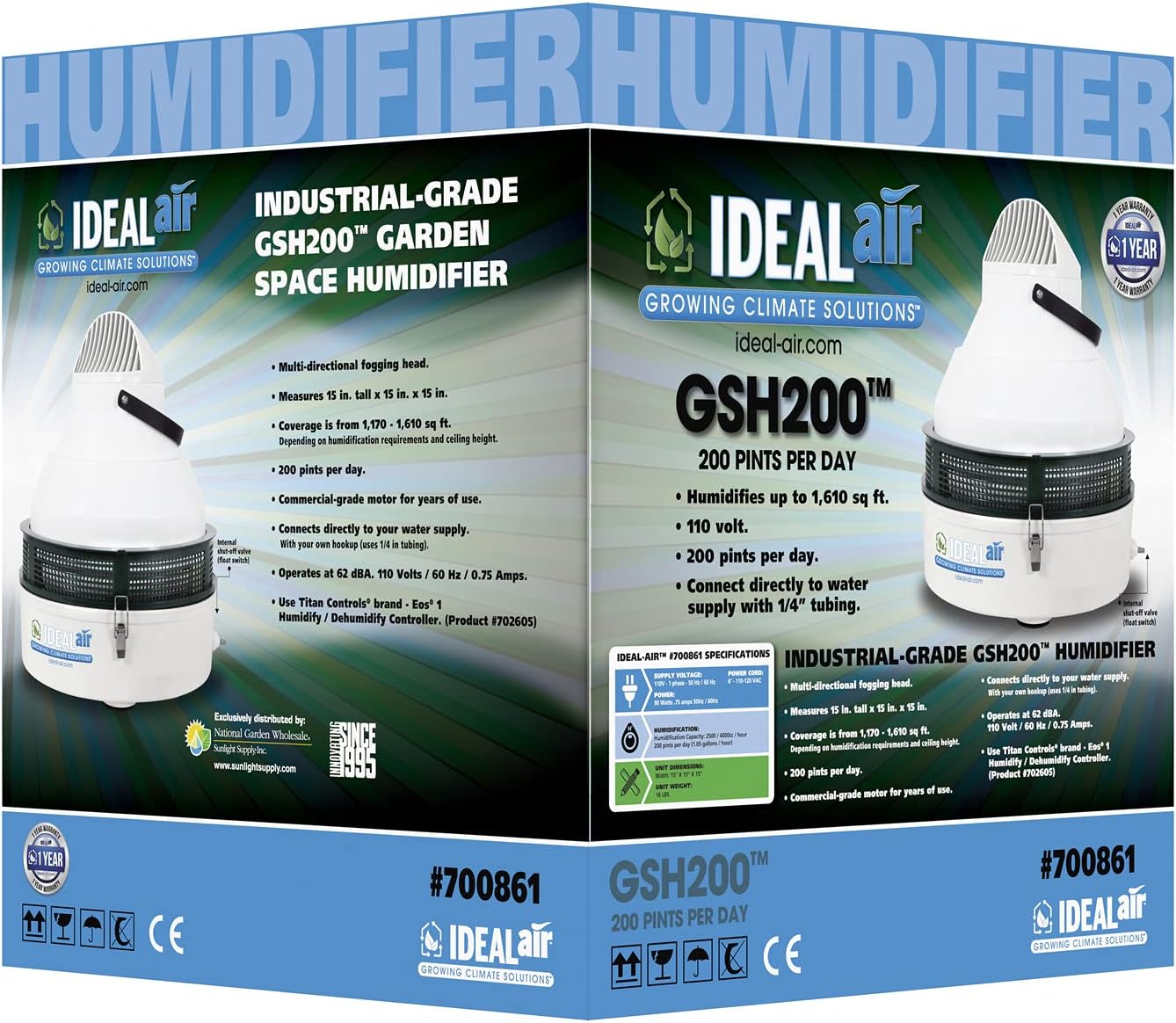 Exclusive Discount 50% Price Ideal-Air Industrial Grade Humidifier, 200 pint