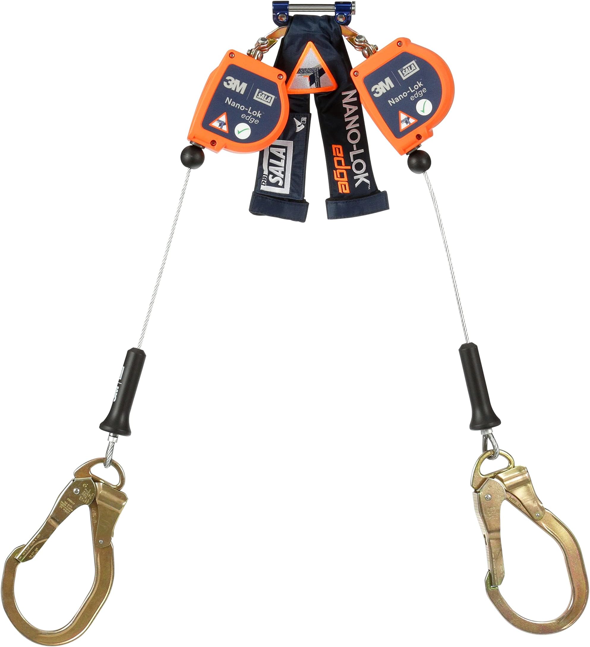DBI-SALA Nano-Lok edge Twin-Leg Quick Connect Fall Protection Self Retracting Lifeline SRL - Cable Construction 3500227, Orange, 8 ft. (2.4 m), 1 EA