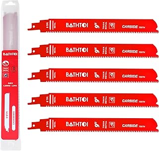 5 Pack 9 Inch 8 Tpi Carbide Reciprocating Saw Blades for Thick Metal Cutting, Cast Iron and Alloy Steel Cutting Sawzall Blades with Carbide Tipped Teeth for Longer Life and Faster Cutting Speed