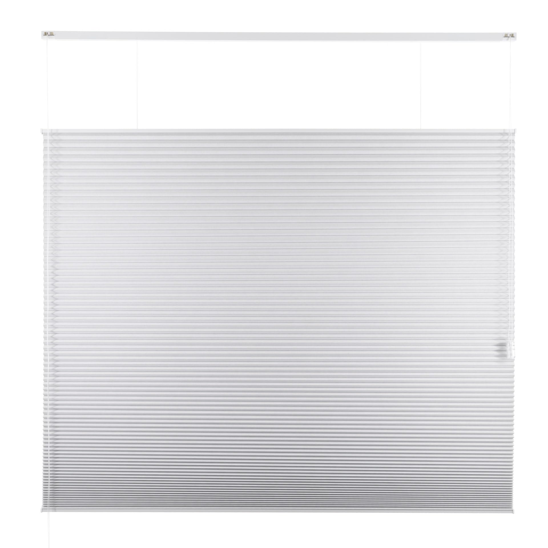 Plissee - Verdunkelnd - Weiß - 40 cm x 250 cm (BxH) - Plissee ohne Bohren - Sonnenschutz für Fenster und Tür - Plissee Rollo - Plissee Fenster und Tür
