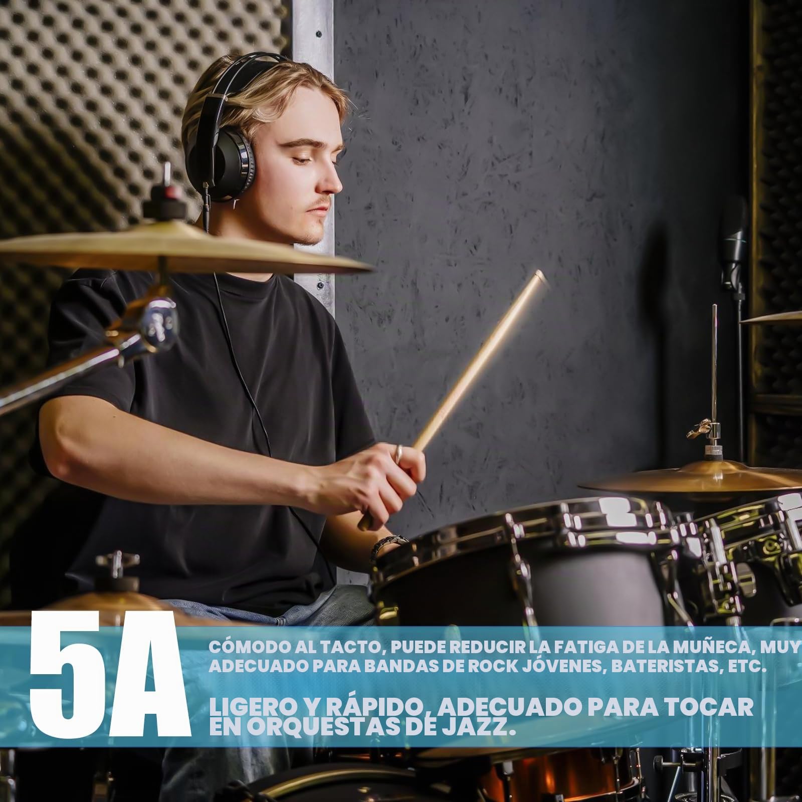 5A 12 pares de baquetas de arce 5A, baquetas clásicas antimoho con forma de cabeza ovalada, para adultos, niños y principiantes, para tambores electrónicos de jazz