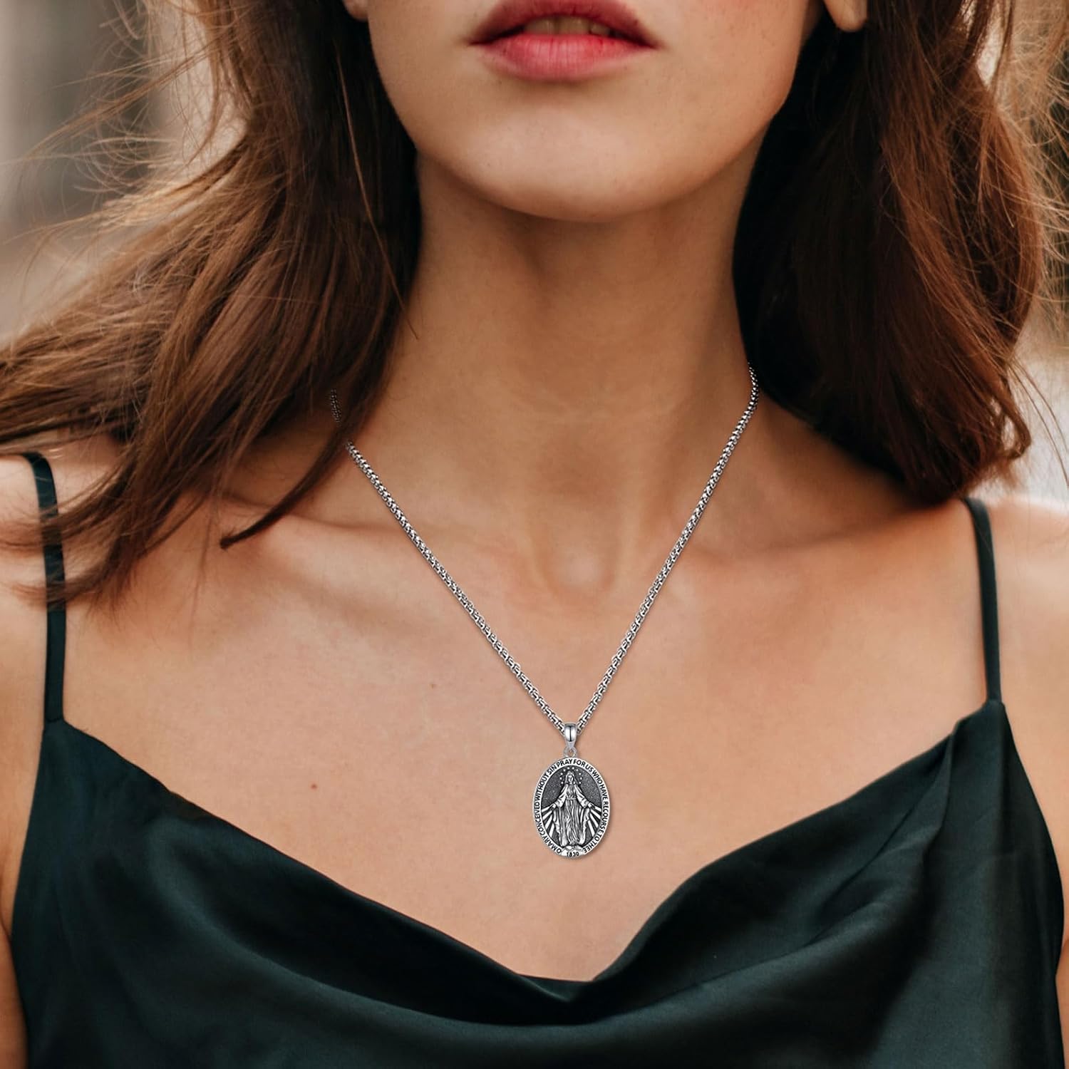 INFUSEU 925 Sterling Silver Religious Protection Medal for Men Women Meaningful Christian Catholic Jewelry - Image 9