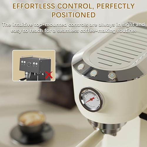 Miniatura 8 de Máquina de café expreso de 20 bares, máquina de café con leche y capuchino con espumador de leche al vapor, calentamiento rápido, cafetera de