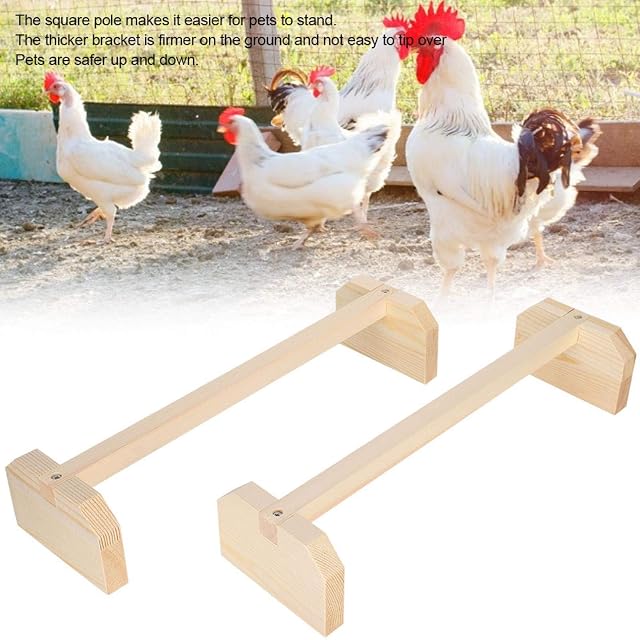 Foto 2 de 8 de 2 Piezas de Percha de Pollo para gallinas Suministros de Entrenamiento de pie de pájaro de Madera Perchas…