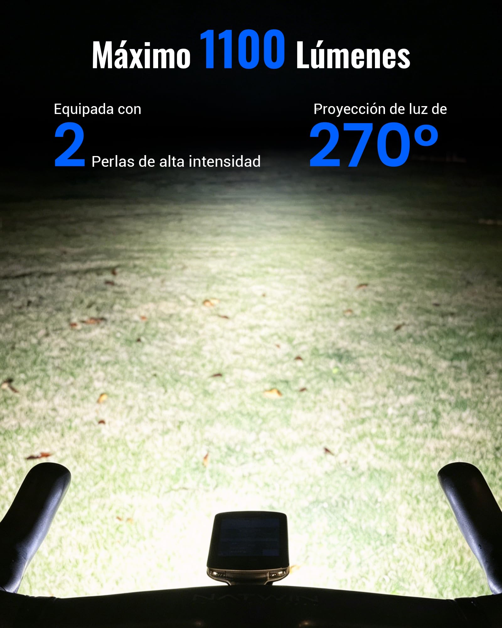 RAVEMEN FR1100SE Faro Delantero para Bicicleta Compatible con Garmin/Wahoo/Bryton Ciclocomputadores, 1100 Lúmenes Luz Frontal Gran Angular de 270° para Ciclismo Urbano Nocturno y Advertencia Diurna
