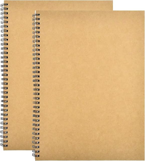 2 Pack Sketch Notebook, 280 Sides/140 Pages A4 Sketchbook, Blank Sketch Book Paper, Kraft Cover Spiral Bound Drawing Artist Pad for Boys Girls Painting Watercolor,Journalr,Drawing Landscape