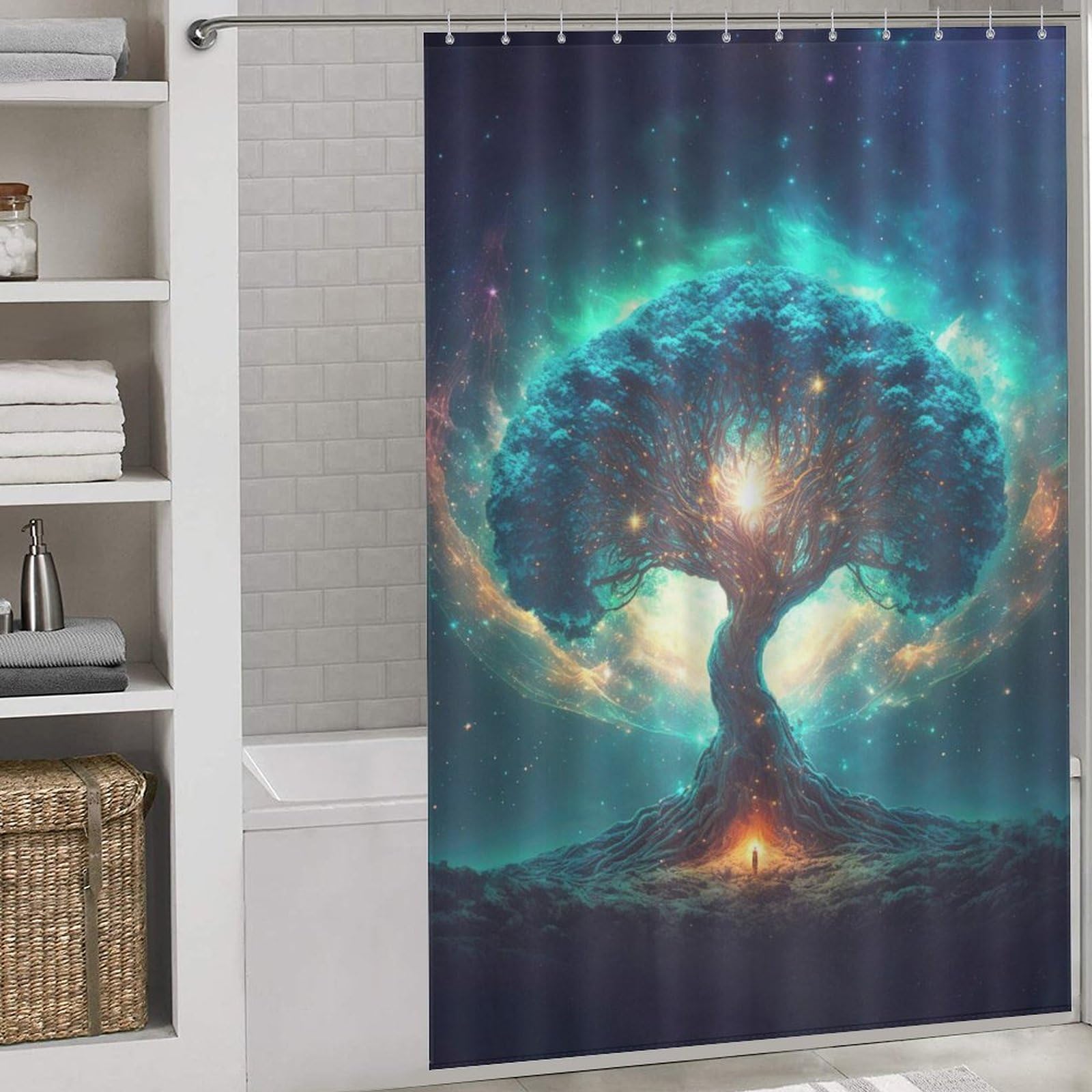 Rideau de douche séchage rapide Arbre Magique en polyester imperméable lavable