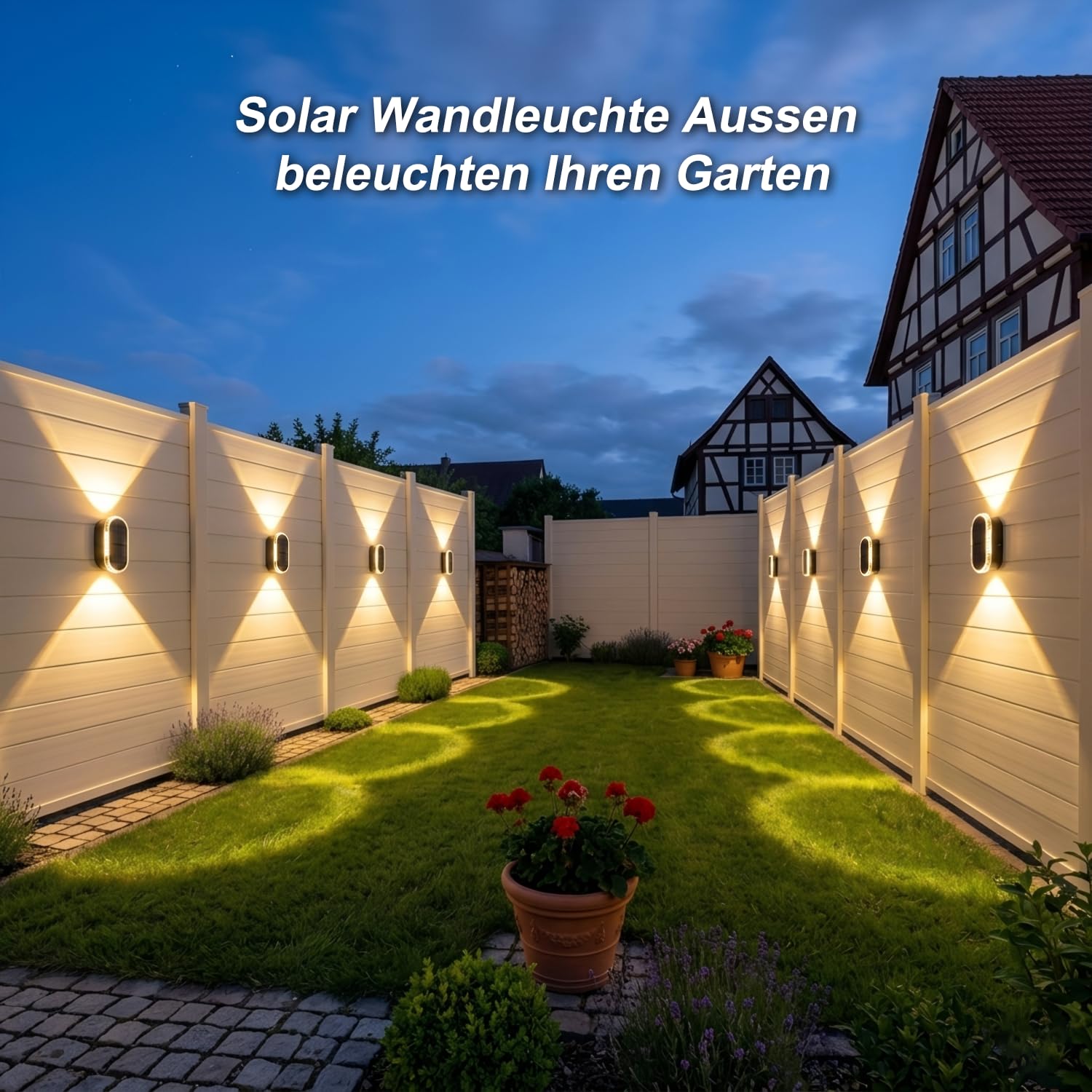 ELLASAY Solarlampen für Außen, Solar Wandleuchte Up and Down IP65 Wasserdicht, 3 Farben Heller Solarleuchten für Garten Kabellos 4 Pack