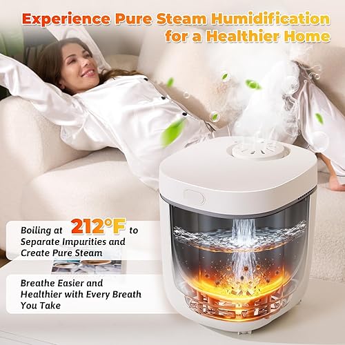 Miniatura 2 de Humidificador de vapor cálido de 3.3 L para dormitorio, habitación grande, humidificador de aire de acero inoxidable, humidificadores de vapor de